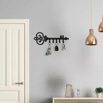 1шт настенный держатель для ключей - черные металлические крючки для хранения ключей для декоративной стены, функциональная стойка-органайзер бронзовый