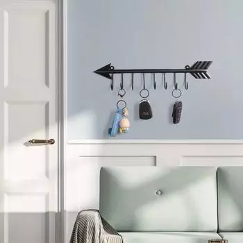 1шт настенный держатель для ключей в форме стрелы - декоративный и функциональный, идеально подходит для домашнего хранения ключей, полотенец и пальто чёрный