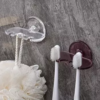 1шт настенный держатель для зубных щеток - пластиковая полка для хранения зубной пасты и бритвы, установка без перфоратора, ручной органайзер для ванной комнаты без электропитания