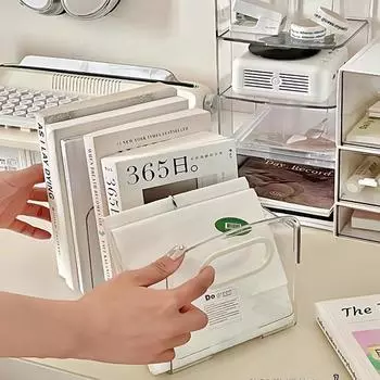 1шт настольная подставка для книг стол акриловый прозрачный ящик для хранения держатель для ручек книжный шкаф офисный файл студенческая книжная полка