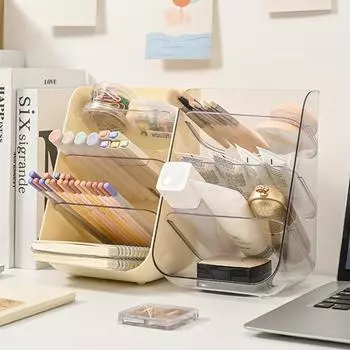 1шт настольный держатель для ручек для студентов канцелярский органайзер прозрачная наклонная полка туалетный столик многофункциональный органайзер