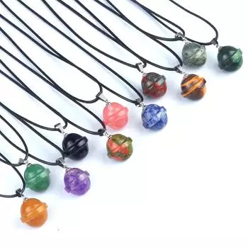 1шт натуральный камень кристалл ожерелье кулон астероид драгоценный камень подвески с ремешком цепочка ожерелья для женщин мужчин повседневная одежда ювелирные изделия подарки 20 20 мм 1Pc/2020mm