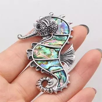 1шт натуральный кулон в виде раковины морского ушка, подвески в форме бегемота для изготовления ювелирных изделий своими руками, аксессуары для ожерелья, подвесные броши, подарки на Хэллоуин 56x40 мм 1Pc/56x40mm