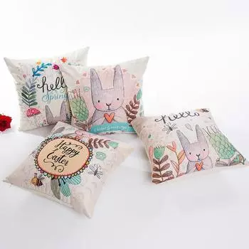 1шт наволочка 45x45см Счастливой Пасхи Украшения для дома Пасхальный кролик Узор наволочка для подушки Свадьба A