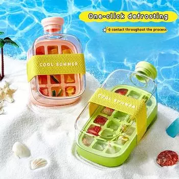 1шт. Нажмите и отпустите лоток для льда, идеально подходит для домашнего приготовления льда, бутылка для кубиков льда с соломинкой, для использования в офисе, многоцветный 500ml белый