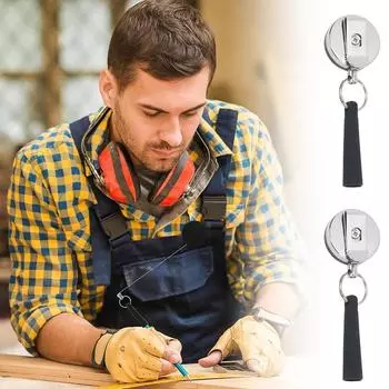 1шт Нержавеющая сталь Легко нажимать кнопку брелок с силиконовым чехлом для ручки Выдвижной анти-потеря Анти-кража трос пряжка Keychain