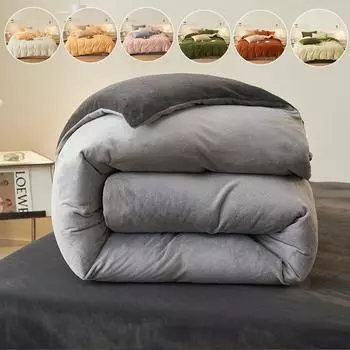 1шт однотонный молочный бархатный комплект постельного белья пододеяльник наволочка комплект постельного белья простыня пододеяльник односпальный размер Queen King Size/пододеяльник 1PC150x200cm