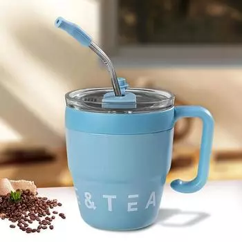 1шт офисная термокружка для кофе термокружка для воды мужская кофейная кружка из нержавеющей стали трубочка чашка розовый