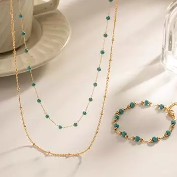 1шт ожерелье не выцветает бисер двухслойное винтажное ожерелье ювелирные изделия дамы