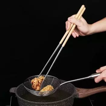 1шт палочки для еды из нержавеющей стали длинные палочки для приготовления лапши во фритюре горячая китайская лапша палочки для еды многоразовые металлические палочки для еды посуда