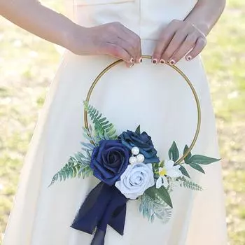 1шт. парадная дверь золотой обруч букет свадебный искусственный цветок обруч венок искусственная роза подружка невесты девичник вечеринка