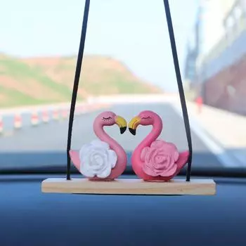 1шт парный автомобильный кулон - розовый автомобильный кулон в виде зеркала заднего вида, качающийся кулон, может качаться вперед и назад, креативный кулон 1pc