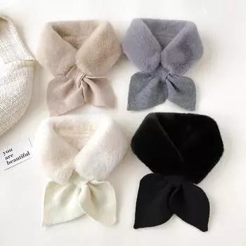 1шт. Перекрестные лямки вязаный шарф плюшевые шарфы холодостойкие зимние теплые уличные ветрозащитные искусственный мех шарф на шею мягкая шаль кофейный