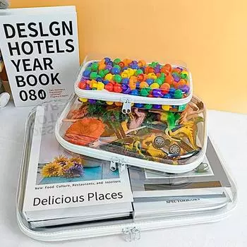 1шт пластиковый канцелярский чехол на молнии жесткие контейнеры для хранения контейнеры штабелируемые водонепроницаемый прозрачный жесткий чехол на молнии S