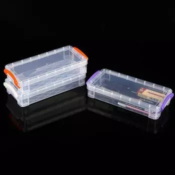 1шт пластиковый прозрачный пенал большой емкости простая коробка с двойной пряжкой