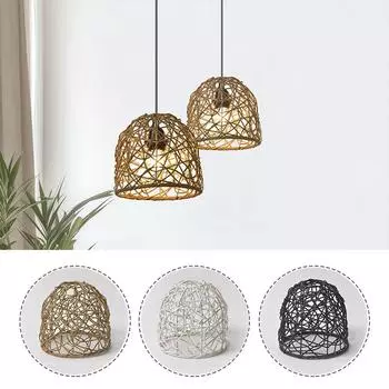 1шт пластиковый ротанговый абажур пасторальный имитация плетения лозы художественный абажур для украшения дома подвесной светильник крышка винтажный жёлтый