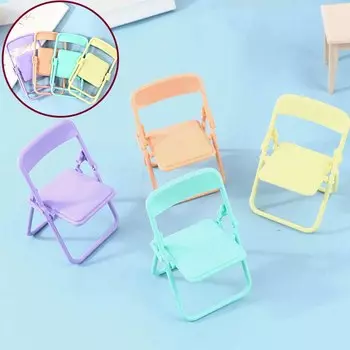 1шт пластиковый складной стул 1:12 Кресло Складной Стул Кукольный Домик Миниатюрный Стул Моделирование Мебель Кукольный Дом Декор 12x6.5cm зелёный