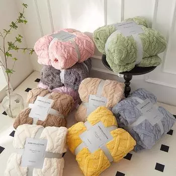 1шт Плед для дивана, пушистый, мягкий, уютный, пушистый 3D жаккардовый плед для домашнего декора 100*150cm розовый