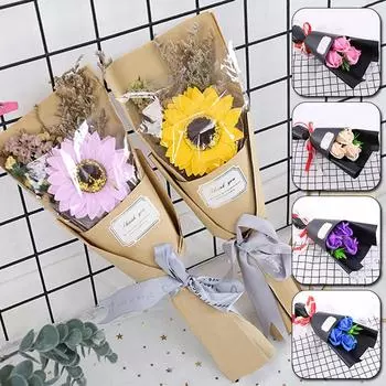 1шт подарок на день святого Валентина букет декоративные цветы подсолнечника сушеные цветы искусственные цветы C