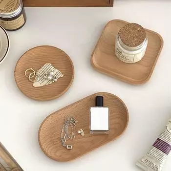 1шт. Поднос для тарелок из цельного дерева, пасторальный, многофункциональный, цвет натурального дерева, термостойкий, поднос, минималистский, 3 стиля 12*12cm