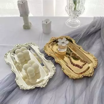 1шт поднос для ювелирных изделий европейский прямоугольный поднос серебряный свадебный десертный поднос для хранения металлический поднос для домашнего декора 2 цвета золотой