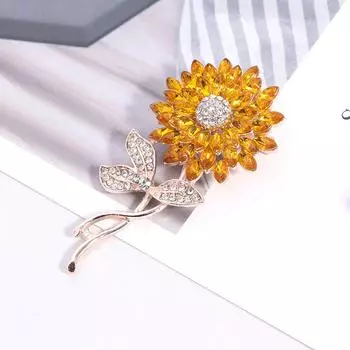 1шт Подсолнух Броши Женщины Мужчины Цветок Свадьбы Офис Брошь Булавки Подарки