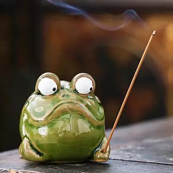 1шт подставка для благовоний забавная лягушка креативный дзен орнамент медитация украшение держатель для благовоний статуэтка животного керамическая