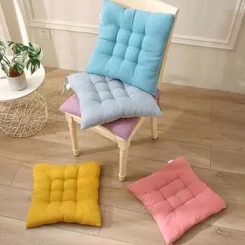 1шт подушка для стула дышащий хлопковый лен офисный обеденный стул коврик нескользящие подушки сиденья мягкие двухсторонние цветные толстые розовый