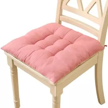 1шт Подушка для стула Толстый квадратный домашний декор Обеденный стул Коврик Мягкие подушки для сидений Нескользящий хлопок Лен Дышащий розовый