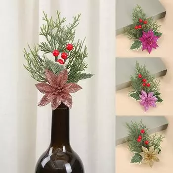 1шт подвеска реквизит Рождество Рождество сосновые иглы красные фруктовые ветки рождественская коробка украшения искусственные растения рождественская елка 1pc