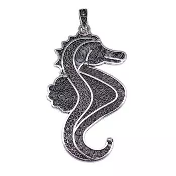 1шт подвески в виде морского конька античное серебро цвет цинковый сплав 94х48мм
