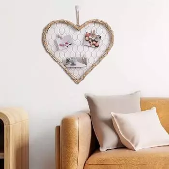 1шт Подвесная фотостена сетка поставляется с 4 зажимами Ручная плетеная подвесная фоторамка Простая и креативная S