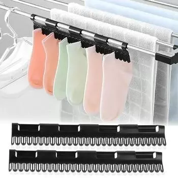 1шт. Подвесная штанга для носков, вешалка для одежды, подходит для сушки носков, полотенец, нижнего белья и других мелких предметов одежды чёрный