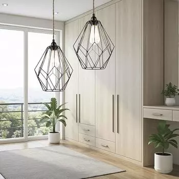 1шт подвесной абажур скандинавский геометрический железный абажур металлический проволочный подвесной светильник абажур 24x28x24см