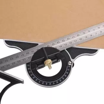 1шт подвижная угловая линейка, нержавеющая сталь 90 градусов правая линейка, многофункциональная горизонтальная деревообрабатывающая многоцелевая высокоточная комбинация серебряный