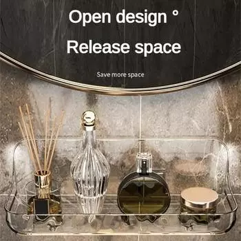 1шт полка для туалетных принадлежностей в ванной комнате без перфорации настенная косметика для ухода за кожей настенный туалетный столик прозрачный ящик для хранения