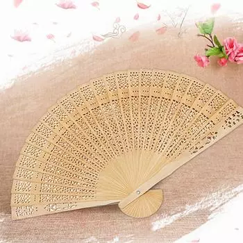 1шт. Полностью заподлицо ароматный деревянный веер Подсолнух Выдолбленный складной веер Свадебный подарок Подарки из дерева Декоративные изделия ручной работы