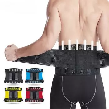 1шт поясничный бандаж с 7 ребрами жесткости дышащий пояс для поддержки спины для мужчин/женщин рабочий противоскользящий поясничный поддерживающий пояс с сеткой S чёрный