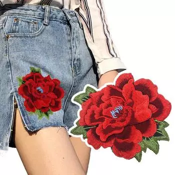 1шт пришить ткань патч вышивка аппликация цветок розы шитье ремесло украшение платья оранжевый