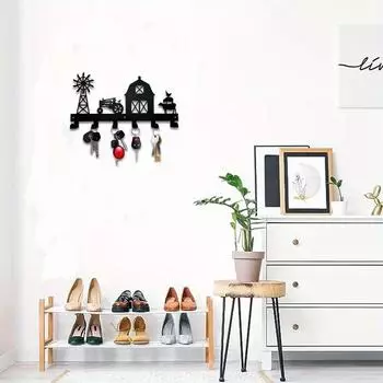 1шт прочная металлическая настенная стойка для хранения с крючками - идеально подходит для пальто, ключей и полотенец, универсальный держатель светло-серый