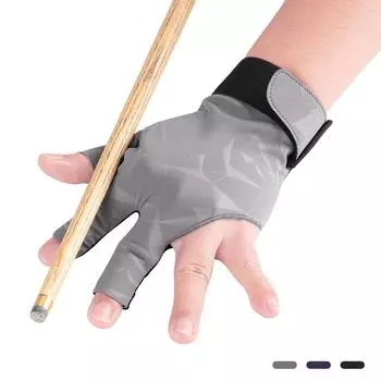 1шт профессиональные перчатки для бильярда с тремя пальцами для левой руки нескользящие дышащие перчатки для снукера самоклеящиеся тканевые фиксированные серый