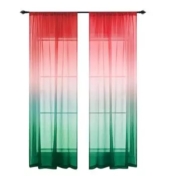 1шт. Проходной оконный экран, красный и зеленый градиентный оконный экран, сделает вашу комнату более теплой и красивой 100X200CM&rod-through