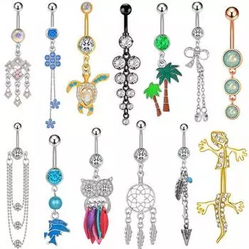 1шт простое кольцо из нержавеющей стали с несколькими кисточками для пирсинга в пупке ювелирные изделия