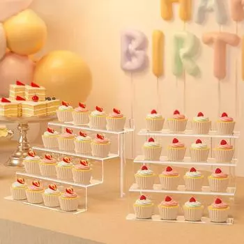 1шт прозрачная стойка для хранения куклы акриловый кекс 3-4 ярусная витрина 4 Tier