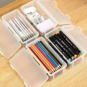 1шт прозрачный пенал эскиз пластиковый пенал для хранения пенал пенал бежевый