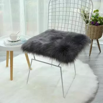 1шт пушистые подушки для сидений моющиеся искусственная шерсть подушка для стула офис плюш домашний декор мягкий дом 45x45cm