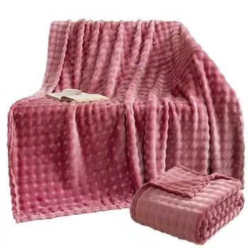 1шт пузырчатое флисовое одеяло двухстороннее покрывало для дивана кровать дорожное одеяло офисное одеяло из полиэстера толстое плюшевое одеяло удобное 70*100cm