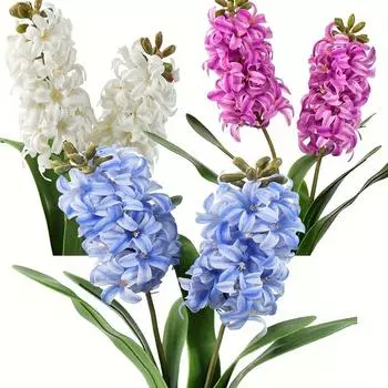 1шт Real Touch Искусственные цветы гиацинта синего, фиолетового, белого цвета, искусственный гиацинт, цветы для домашнего свадебного декора, цветы своими руками синий