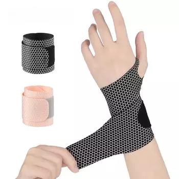 1шт регулируемые напульсники поддержка запястья наруч спортивный напульсник защита запястья дышащий повязка на травму ремень чёрный
