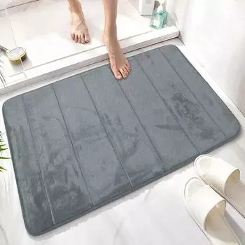 1шт. Рельефный коврик для ванной комнаты, высокая впитываемость, быстросохнущий, с эффектом памяти, машинная стирка, мягкий и удобный домашний декор 40x60cm серый